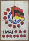 gw099 - c1974 very large original East German propaganda poster - May Day celebrations & German-Soviet Friendship Society - 33" x 23"