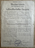 ac693 - c1944 Luftwaffenhelfer Zeugnis - school leaving cert for a helper of the Luftwaffe - from Breslau in Poland