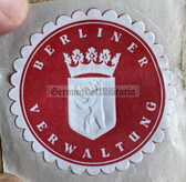 ac729 - 10 - original Berlin City Government embossed seal sticker for documents