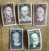 od141 - East German postage stamps set - historical personalities that had a round birthday in 1977