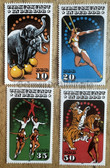 od120 - East German postage stamps set - Circus Art in the DDR