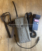 wo109 - c1984 dated East German RFT UFT771 military walkie talkie radio phone with carry strap, Strichtarn pouch, antenna and microphone