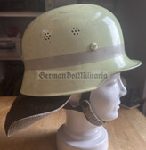 bw120 - German Feuerwehr Fire Fighter helmet with leather neck guard - size 56 to 60