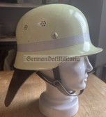 bw119 - German Feuerwehr Fire Fighter helmet with leather neck guard - adjustable liner