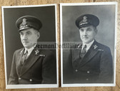 ac808 - 2x RN British Royal Navy WW2 studio portrait photos - same man