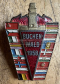 om344 - c1958 dated enamel badge - opening of the KZ Buchenwald concentration camp memorial
