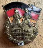 om366 - c1950s East German enamel sports badge level I with serial number - full size - worn on uniforms