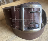 wo131 - c1960s/70s brown leather belt with latch behind buckle  career soldier & officer issue NVA, Stasi, Volkspolizei and Grenztruppen - 115cm long
