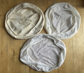 wo235 - lot of three white Visor Hat tops covers for Volksmarine, Volkspolizei Waterways & Traffic Police and Military Police - different sizes