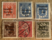 ac900 - early scarce East German postage stamp set - City of Berlin - stamp over with SOVIET OCCUPIED ZONE - from c1945/46