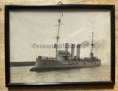 ac923 - Reichsmarine ship portrait photo - with 1928 commandr dedication - large size, framed