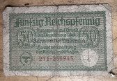 ac926 - original German Third Reich WW2 50 Reichspfennig money banknote
