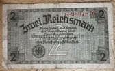 ac928 - original German Third Reich WW2 Two Reichsmark money banknote