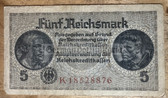 ac929 - original German Third Reich WW2 Five Reichsmark money banknote