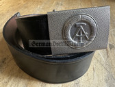 wo244 - black leather conscript soldier & NCO issue NVA, BePo and Grenztruppen belt - 91cm long