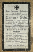 dc003 - c1915 German WW1 kia death card - 17th Infantry Regiment - Western Front - Ferdinand Fichtl