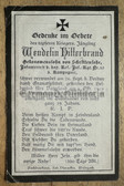 dc006 - c1918 German WW1 death card - died of wounds received at Verdun - Bavarian Infantry Regiment No. 10 - Wendelin Hillerbrand