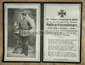 dc007 - c1918 German WW1 death card - 1st Bavarian Infantry Regiment 1st Company - Andreas Enzensberger