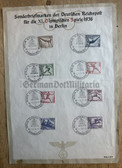 ac933 - 1936 Berlin Olympic Games - special collector poster sheet with stamps & cancellations