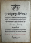 ac956 - c1937 HJ Hitler Youth Reichsberufswettbewerb participation certificate - Martha Hellwig - Printer