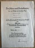 ac963 - c1939 25 years work service medal award certificate - Peter Schmid