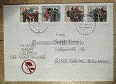 od239 - East German First Day Cover with stamps and special cancellation - c1988 35th anniversary of the Kampfgruppen - posted to West Germany