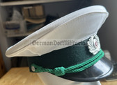 wo279 - original East German Volkspolizei traffic police Wachtmeister ranks VP VoPo police visor hat - frame construction with white top - size 56