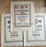 ac979 - 3x large Apprentice Comptetion certificates - Hair Dresser Wilmar Hufschmidt from Berlin - 1936 & 1937