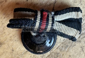 ad021 - original German WW1 medal ribbon buttonhole device - Iron Cross & Hindenburg Cross
