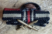 ad022 - original German WW1 medal ribbon buttonhole device - Iron Cross & Hindenburg Cross with swords