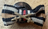 ad024 - original German WW1 medal ribbon buttonhole device - Hindenburg Cross with swords
