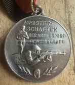 om257 - original national NVA armed forces sports competition silver winner medal with band
