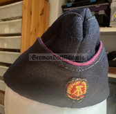 wo183 - early 1970s Feuerwehr Voluntary & Professional Fire Service overseas cap with piping Schiffchen with pull down flaps - size 56