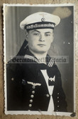 ad038 - Kriegsmarine Sailor studio portrait photo in parade uniform