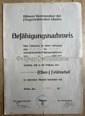 ad027 - c1944 scarce training certificate - Oberfeldwebel course - Higher Technical Flight School of the Luftwaffe in Berlin