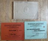 ad042 - c1943 KdF Kraft durch Freude ticket book for the Bayreuther Festspiele - Richard Wagner Festival - includes vouchers as well - rather scarce