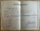 ad045 - c1944 Wehrmacht Heiratsurlaubsschein - Wedding Leave Certificate - for an Artillery Obergefreiter