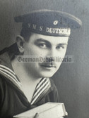 kmpc006 - German WW1 postcard - sentimental - a sailor's New Years Greetings - SMS Deutschland