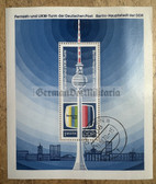 od161 - c1970 Fernsehturm TV Tower in Berlin - DDR postage stamp block with cancellation