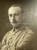 ad169 - German WW1 soldier studio portrait photo - with medal ribbon - large size on cardboard