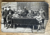 ad209 - German WW1 soldiers with trench art vases from shell casings