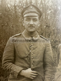 ad269 - c1916 German WW1 soldier photo - medal ribbons - Feldpost