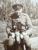 ad288 - German WW1 soldier photo - army officer with dog
