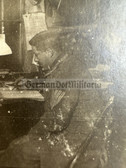 ad305 - German WW1 soldiers photo - c1917 senior NCO's field telephone in dug out