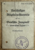 ad324 - c1934 HJ Deutsches Jungvolk membership card with due stamps