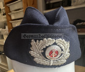 wo351 -  female Volkspolizei VP VoPo Police TraPo Transport Police & Feuerwehr & Strafvollzug prison service Schiffchen side cap with embroidered badge - size 56
