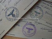 od014 - set of eight end of year school certificates for the same person from 1938 to 1942 from Reichenberg