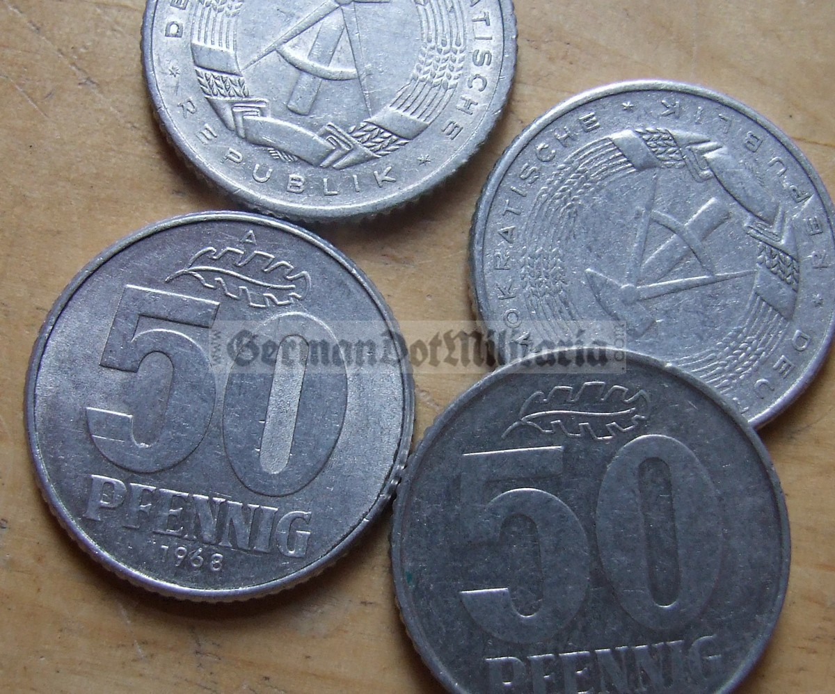 om110 - 97 - East German 50 Pfennig money coin - issued - GermanDotMilitaria