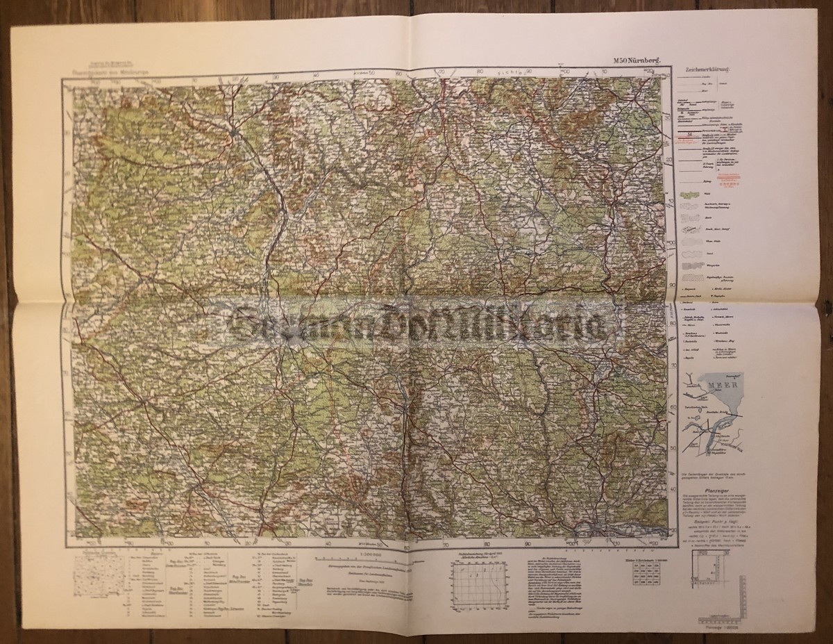 wd218 - German Wehrmacht Army map - NÜRNBERG - Germany, Bavaria, Nuremberg,  Bamberg, Ansbach, Regensburg - GermanDotMilitaria