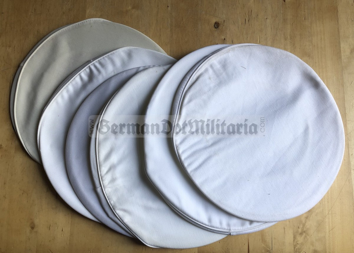 wo365 - white linen Visor Hat tops covers for Volksmarine, Volkspolizei  Waterways & Traffic Police and Military Police - different sizes available  - GermanDotMilitaria